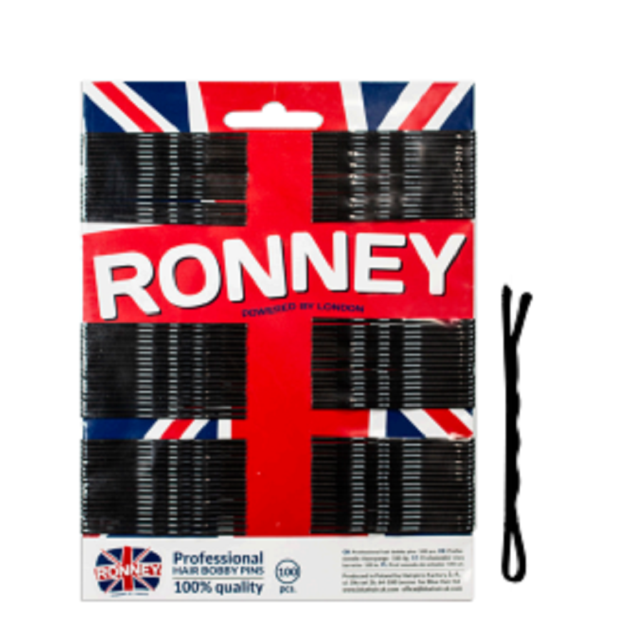 Ronney Waved hairgrip ball pointed black 100 pcs. 