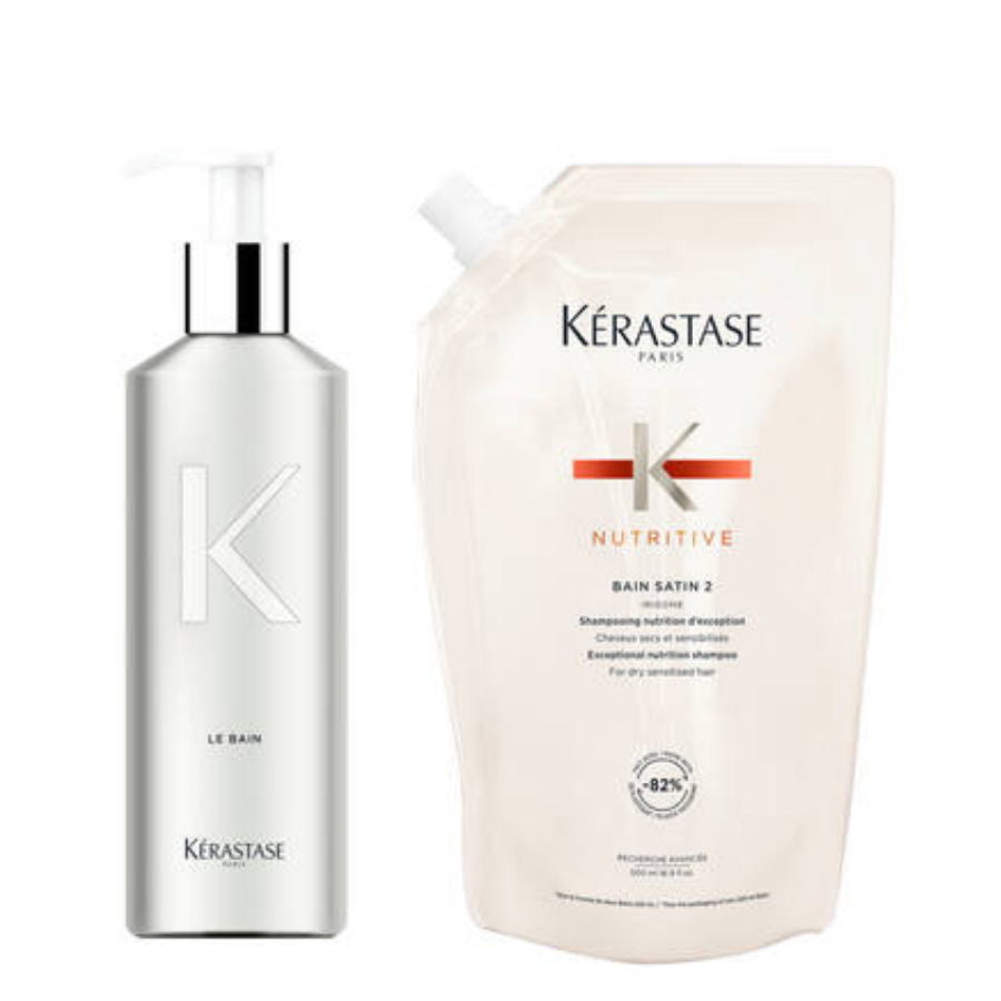 Kerastase Nutritive Bain Satin 2 Nachfüllpack & Aluminium Bottle 
