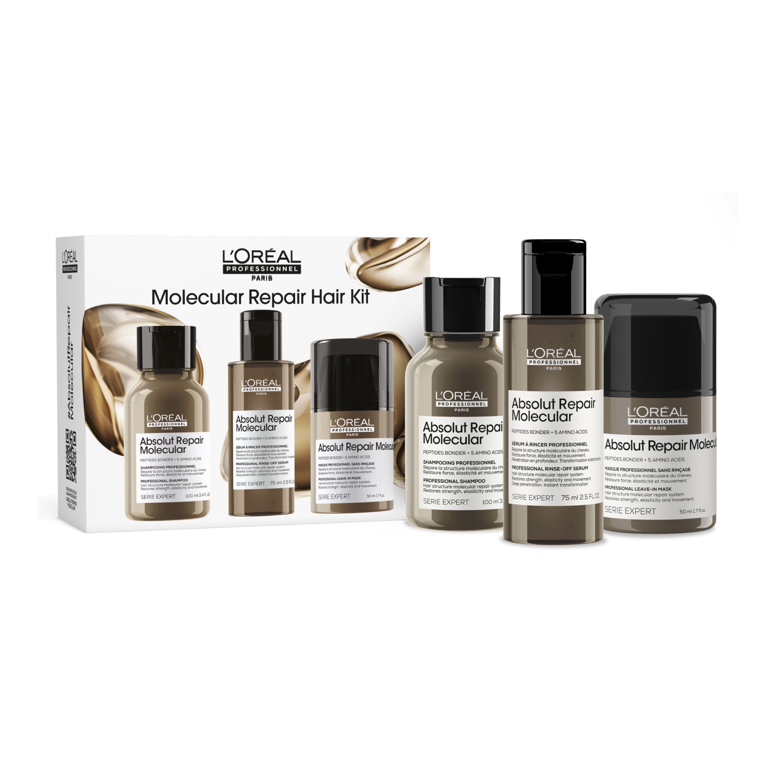 L’Oréal Professionnel Paris Serie Expert Absolut Repair Molecular Trio Discovery Kit (Shampoo 100ml, Rinse-Off Serum 75ml, Leave-In 50ml) L’Oréal Professionnel Paris Serie Expert Absolut Repair Molecular Trio Discovery Kit (Shampoo 100ml, Rinse-Off Serum 75ml, Leave-In 50ml)