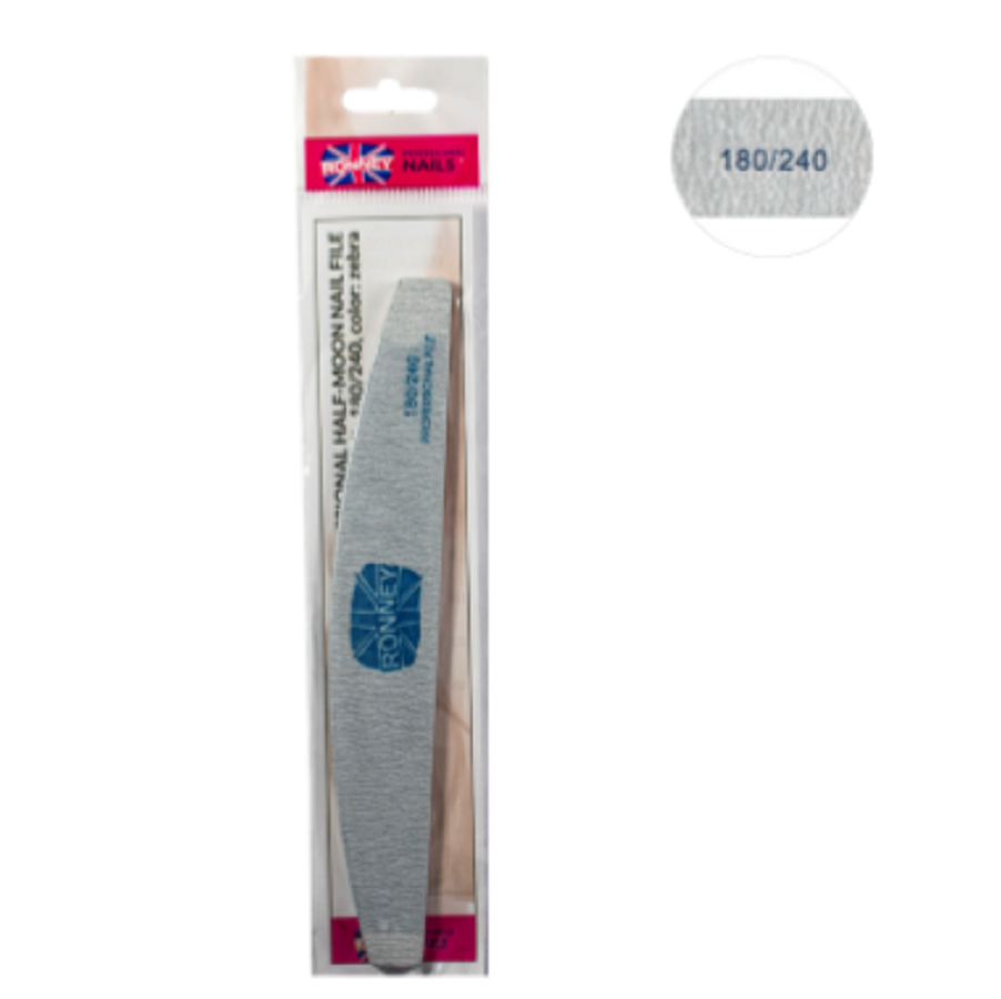 Ronney Professional Premium Nailfile Half-Moon 180/240 Zebra 