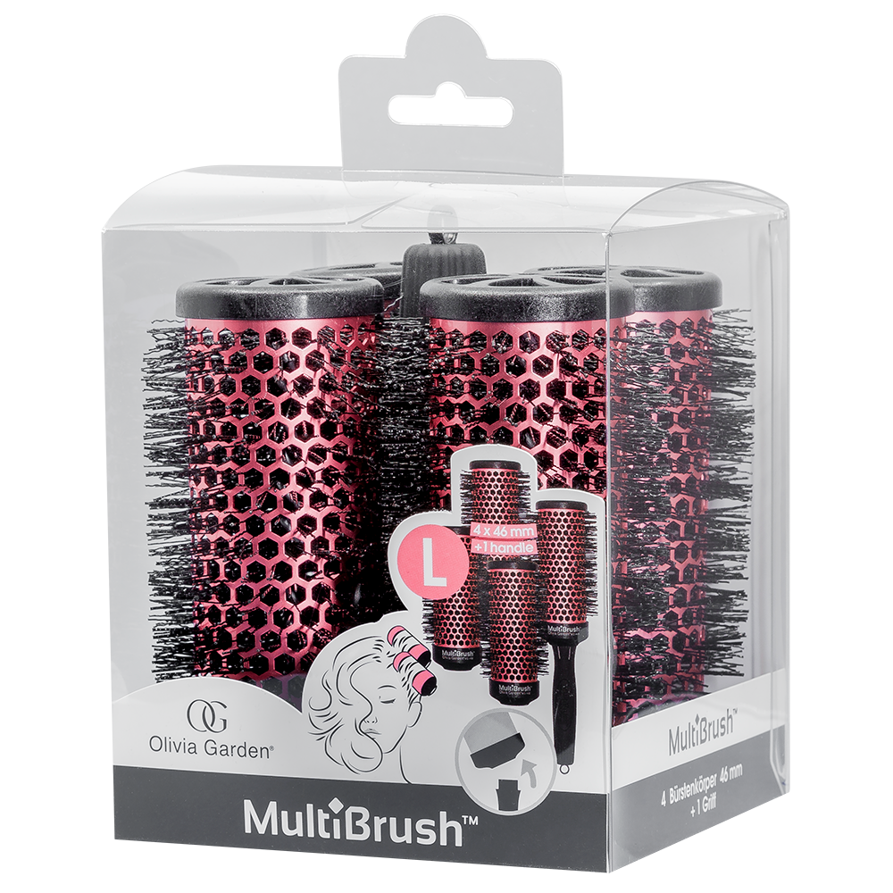 Olivia Garden MultiBrush 46/62 rot, 4er Set mit Griff