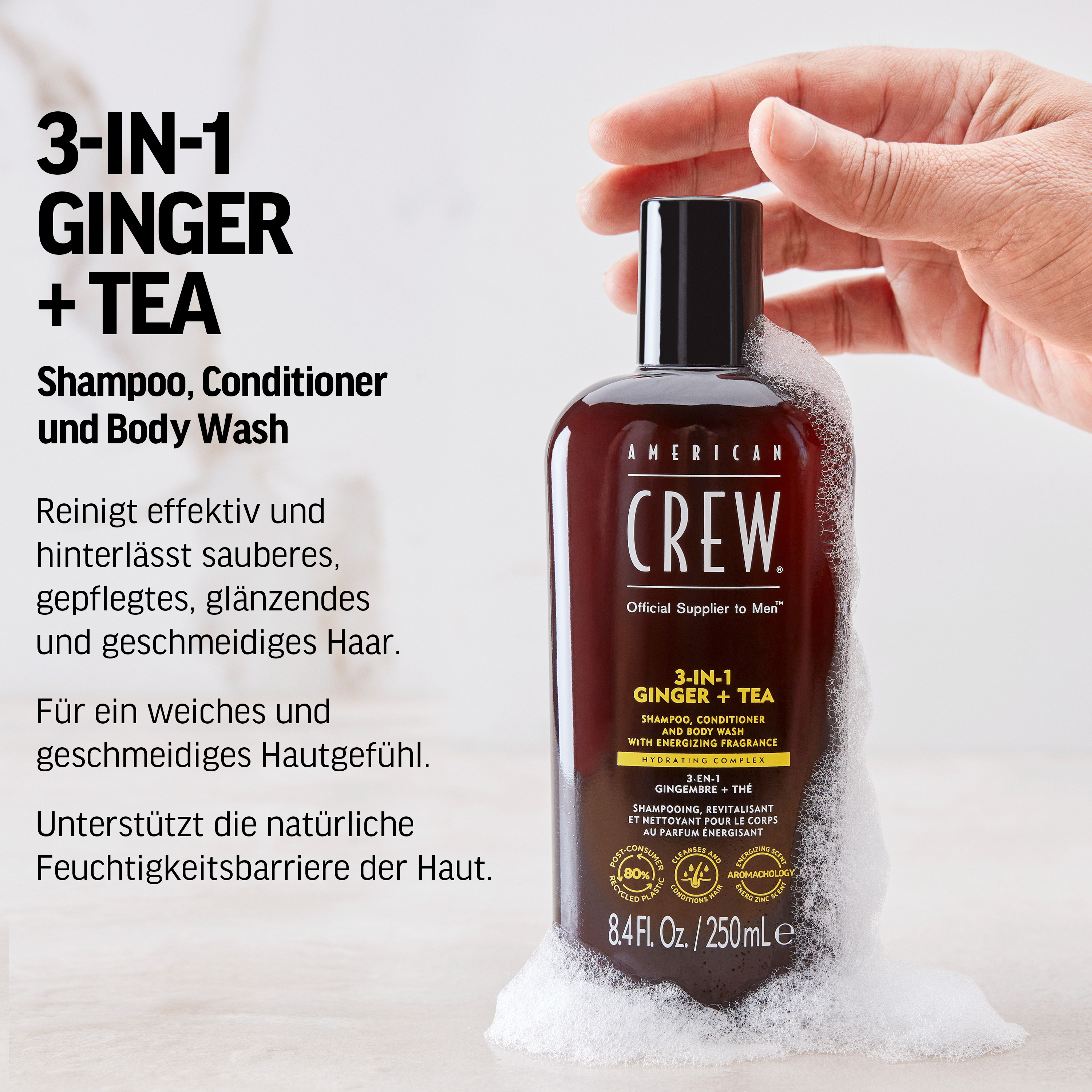 American Crew 3-in-1 Ginger & Tea Energizing Shampoo 250ml